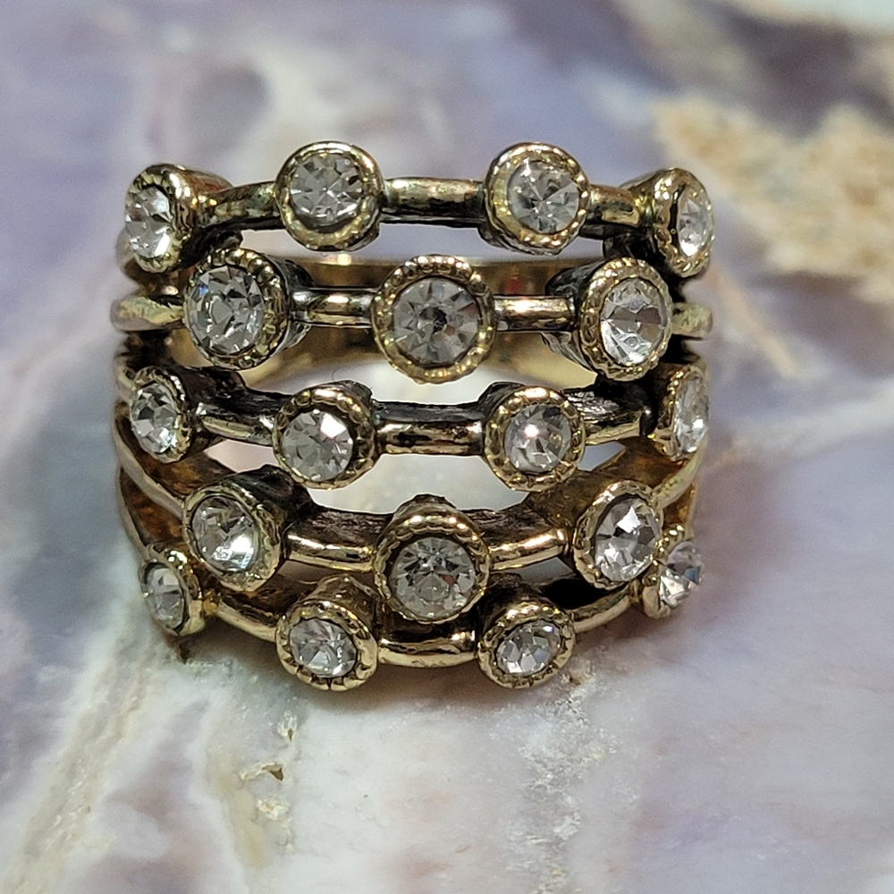 Rhinestones Gold Ring